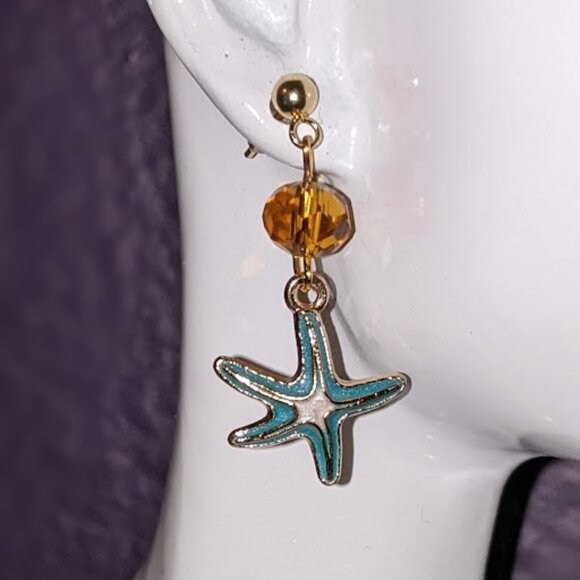 Turquoise Starfish Earrings - Picture 1 of 10